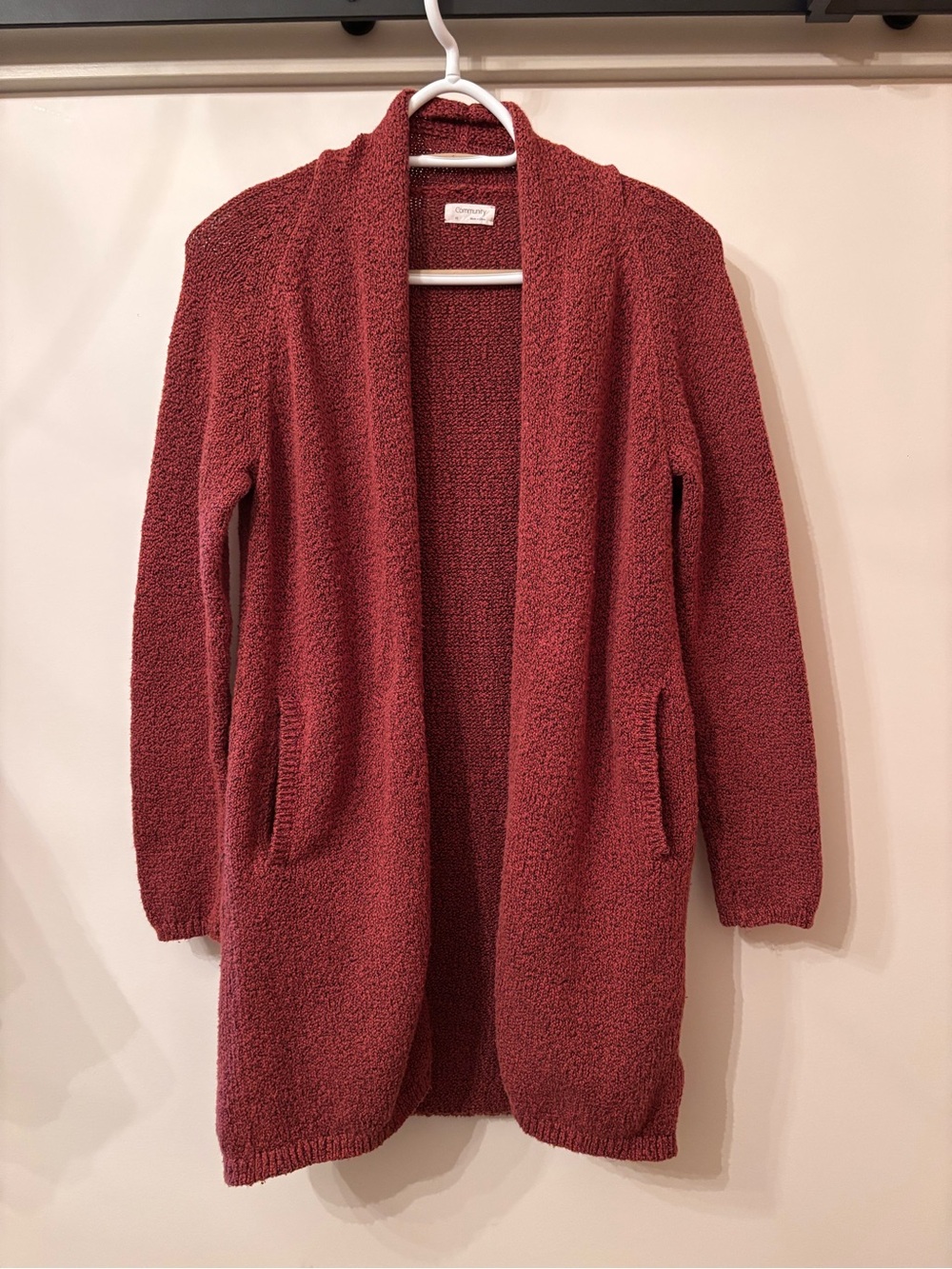 Aritzia Open-Front Cardigan in Deep Rust